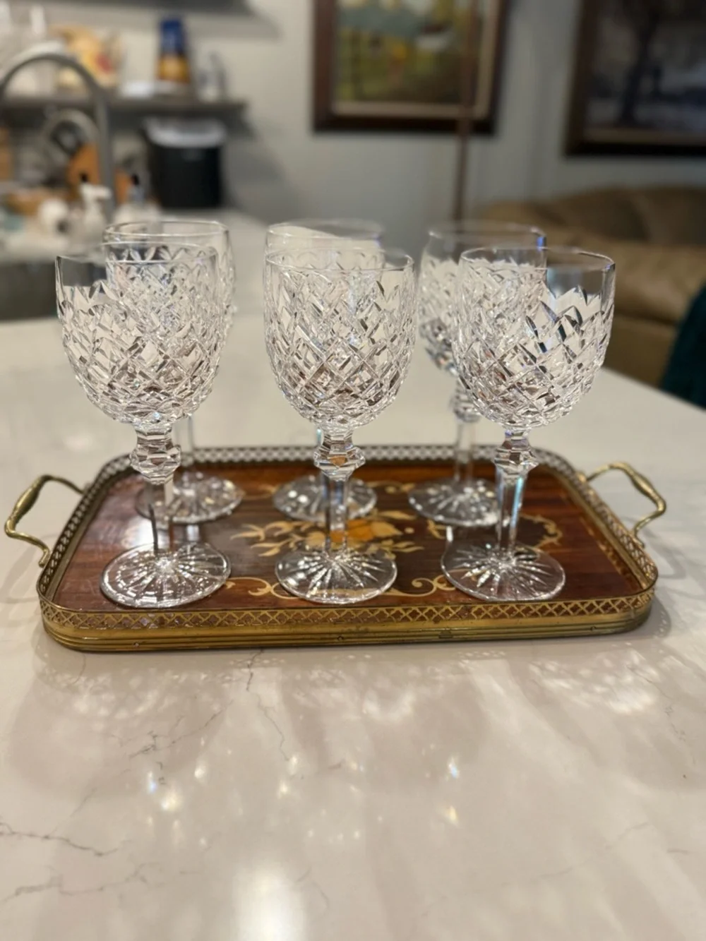 Vintage Waterford (6)-Powerscourt pattern Wine Goblets-Excellent Condition